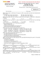 Đề thi thử THPT Quốc gia năm 2017 môn Sinh học trường THPT Yên Lạc, Vĩnh Phúc (Lần 1)