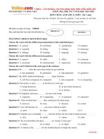 Đề thi học kì 1 môn Tiếng Anh lớp 12 tỉnh Bình Dương năm học 2015 - 2016