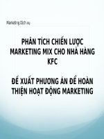 Thuyết trình môn marketing dịch vụ phân tích chiến lược marketing mix cho nhà hàng KFC 