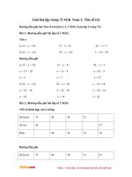 Giải bài tập trang 72 SGK Toán 2: Tìm số trừ