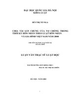 Chia tài sản chung của vợ chồng trong thời kỳ hôn nhân theo luật hôn nhân và gia đình việt nam năm 2000 