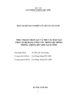 Thực trạng nhân lực và nhu cầu đào tạo cho cán bộ đang công tác trong hệ thống phòng, chống HIVAIDS tại 10 tỉnh 