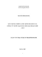 Xây dựng chiến lược kinh doanh của công ty nước sạch hà nội giai đoạn 2009 – 2013 
