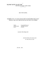 Nghiên cứu và ứng dụng một số mô hình học máy trong việc hỗ trợ đánh giá rủi ro tài chính 