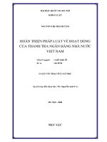 Hoàn thiện pháp luật về hoạt động của thanh tra ngân hàng nhà nước việt nam 