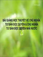 BÀI GIẢNG HỌC THUYẾT VỀ CHỦ NGHĨA TƯ BẢN ĐỘC QUYỀN & CHỦ NGHĨA TƯ BẢN ĐỘC QUYỀN NHÀ NƯỚC