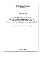 Biện pháp xây dựng kế hoạch các thành phần đảm bảo hoàn thành các mục tiêu của dự án giáo dục sử dụng vốn vay ngân hàng phát triển châu á 