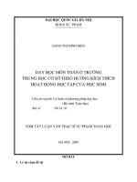 Dạy học môn toán ở trường trung học cơ sở theo hướng kích thích hoạt động học tập của học sinh 
