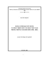 Đảng lãnh đạo xây dựng và phát triển nền văn hoá việt nam trong những năm đổi mới (1986   2001) 