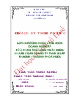 Ảnh hưởng của văn hóa doanh nghiệp tới thái độ làm việc của nhân viên công ty TNHH hiệp thành – thành phố huế