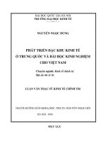 Phát triển đặc khu kinh tế ở trung quốc và bài học kinh nghiệm cho việt nam 