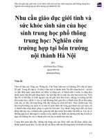 Giáo dục giới tính và sức khỏe sinh sản của học sinh trung học phổ thông trung học  nghiên cứu trường hợp tại bốn trường nội thành hà nội