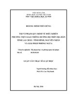 Tội vi phạm quy định về điều khiển phương tiện giao thông đường bộ trên địa bàn tỉnh lai châu tình hình, nguyên nhân và giải pháp phòng ngừa 
