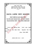 Phát triển du lịch cộng đồng tại Cầu Ngói Thanh Toàn - xã Thủy Thanh - thị xã Hương Thủy - tỉnh Thừa Thiên Huế