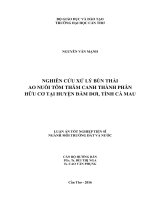 Nghiên cứu xử lý bùn thải ao nuôi tôm thâm canh thành phân hữu cơ tại huyện Đầm Dơi, tỉnh Cà Mau