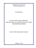 Quản lý chất lượng chăm sóc   giáo dục trẻ ở các trường mầm non tư thục thành phố hồ chí minh