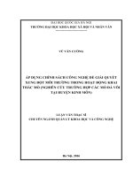 Áp dụng chính sách công nghệ để giải quyết xung đột môi trường trong hoạt động khai thác mỏ (nghiên cứu trường hợp các mỏ đá vôi tại huyện kinh môn) 