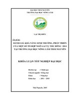 Đánh giá khả năng sinh trưởng, phát triển của một số tổ hợp ngô lai vụ Thu Đông 2014 tại Trường Đại học Nông Lâm Thái Nguyên.
