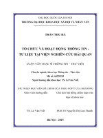 Tổ chức và hoạt động thông tin   tư liệu tại viện nghiên cứu hải quan 