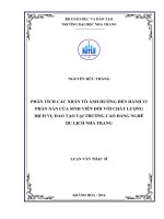 Phân tích các nhân tố ảnh hưởng đến hành vi phàn nàn của sinh viên đối với chất lượng dịch vụ đào tạo tại trường cao đẳng nghề du lịch nha trang 