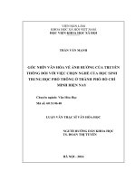 Góc nhìn văn hóa về ảnh hưởng của truyền thông đối với việc chọn nghề của học sinh trung học ở Thành phố Hồ Chí Minh hiện nay