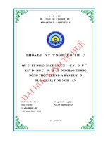 Quản lý NSNN về đầu tư xây dựng cơ sở hạ tầng giao thông nông thôn trên địa bàn huyện Diễn Châu, tỉnh Nghệ An