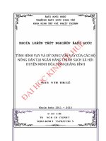 Tình hình vay và sử dụng vốn vay của các hộ nông dân tại Ngân hàng chính sách xã hội huyện Minh Hóa tỉnh Quảng Bình
