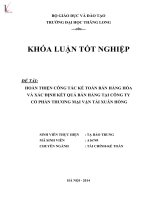 Khóa luận hoàn thiện công tác kế toán bán hàng hóa và xác định kết quả bán hàng tại công ty cổ phần thương mại vận tải xuân hồng 
