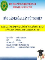 Bài thuyết trình báo cáo khóa luận tốt nghiệp đánh giá tình hình quản lý và sử dụng đất của huyện lương sơn, tỉnh hòa bình giai đoạn 2011 2015