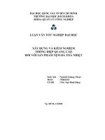 Luận văn xây dựng và kiểm nghiệm thông điệp quảng cáo đối với sản phẩm nệm đá tỏa nhiệt 