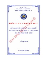 Quy hoạch sử dụng đất nông nghiệp trên địa bàn huyện Tĩnh Gia, tỉnh Thanh Hóa giai đoạn 2015 – 2025