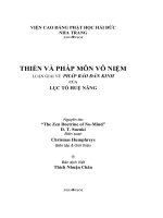 Thiền Và Pháp Môn Vô Niệm Luận Giải Về  Pháp Bảo Đàn Kinh Của Lục Tổ Huệ Năng