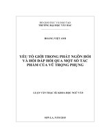 Yếu tố giới trong phát ngôn hỏi và hồi đáp hỏi qua một số tác phẩm của vũ trọng phụng 