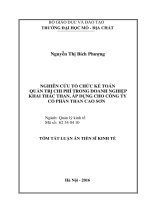 Nghiên cứu tổ chức kế toán quản trị chi phí trong doanh nghiệp khai thác than, áp dụng cho công ty cổ phần than cao sơn (TT) 
