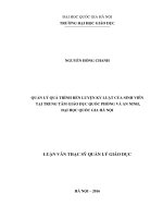 Quản lý quá trình rèn luyện kỷ luật của sinh viên tại trung tâm giáo dục quốc phòng và an ninh, đại học quốc gia hà nội 