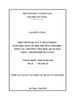 Biện pháp quản lý hoạt động giáo dục bảo vệ môi trường cho học sinh các trường tiểu học quận hải châu, thành phố đà nẵng