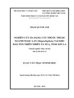Nghiên cứu đa dạng cây thuốc thuộc ngành ngọc lan (magnoliophyta) tại khu bảo tồn thiên nhiên tà xùa, tỉnh sơn la 
