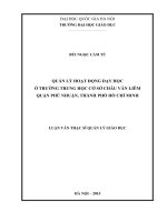 Quản lý hoạt động dạy học ở trường trung học cơ sở châu văn liêm quận phú nhuận, thành phố hồ chí minh 
