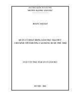 Quản lý hoạt động giáo dục đạo đức cho sinh viên trường cao đẳng dược phú thọ 