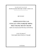 Chính sách nâng cao năng lực công nghệ hệ thống phát thanh, truyền thanh (nghiên cứu trường hợp huyện bình giang, tỉnh hải dương) 