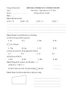 Đề kiểm tra cuối học kì 1 môn Toán lớp 3 năm học 2014 - 2015 trường Tiểu học Đại Lãnh 2, Khánh Hòa
