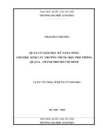 Quản lý giáo dục kỹ năng sống cho học sinh các trường trung học phổ thông quận 6   thành phố hồ chí minh 