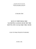 Quản lý thiết bị dạy học tại trường cao đẳng dược phú thọ đáp ứng yêu cầu dạy học thực hành 