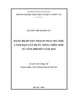 Đảng bộ huyện thạch thất (hà nội) lãnh đạo xây dựng nông thôn mới từ năm 2008 đến 2014