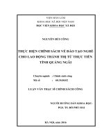Thực hiện chính sách về đào tạo nghề cho lao động thành thị từ thực tiễn tỉnh Quảng Ngãi