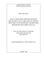 Quản lý hoạt động kiểm tra đánh giá kết quả học tập của học sinh các trường trung học cơ sở thành phố nam định theo định hướng phát triển năng lực 