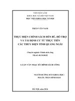 Thực hiện chính sách đền bù, hỗ trợ và tái định cư từ thực tiễn các thủy điện tỉnh quảng ngãi