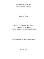 Quản lý giáo dục hòa nhập cho trẻ tăng động trong trường mầm non hòa nhập 
