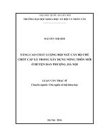 Nâng cao chất lượng đội ngũ cán bộ chủ chốt cấp xã trong xây dựng nông thôn mới ở huyện đan phượng, hà nội 