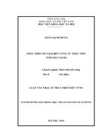 Phát triển du lịch bền vững từ thực tiễn tỉnh Bắc Giang